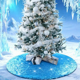 yuboo Turquoise Teal Christmas Tree Skirt, 48 Inch Blue Sequin Double Layers Tree Mat for Christmas Decorations