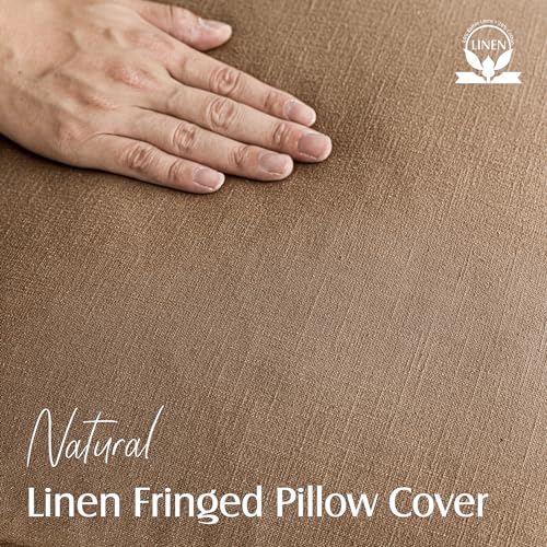 Foindtower Decorative Linen Fringe Throw Pillow Covers 26×26 Khaki Brown