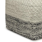 SIMPLIHOME Macie 18" Wide Square Pouf in Grey/White PET Polyester