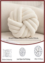 Cream White Knot Pillow 13.7'' Round Throw Pillow Soft Plush Knot Ball Pillow Handmade Knotted Pillow Modern Home Decorative Knotted Pillow Cushion for Bed Bedroom, Sofa, Couch