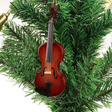 Wooden String Miniature Violin Hanging Ornament Mini Musical Instrument Replica Holiday Tree Home Decoration Display Ornament (4.72" Violin)