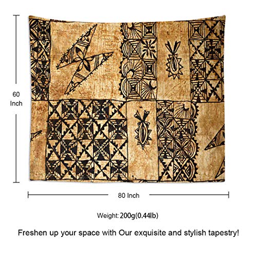 Shenywell Tapestry Wall Hanging 60x80 Inch Traditional Pacific Island Tapa Cloth Polyester Dorm Apartments Bedrooms Living Beach Blankets Curtains Picnic Blankets