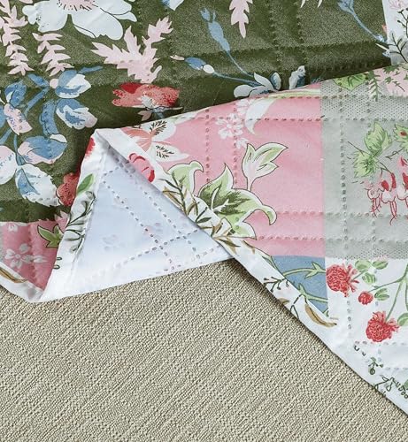 Brilliant Sunshine Peach and Olive Flowers Couch Armchair Cover, Patchwork Design, Sofa Cover for Dogs, Slip Resistant Furniture Protector with Strap, Washable Slipcover for Kids and Pets (23" seat)