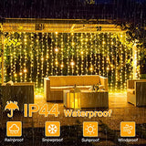 Ollny Curtain Lights 6.6x6.6ft, 200 LED String Lights with Remote 8 Modes Dimmable Timer, USB Power Fairy Light for Bedroom Backdrop Indoor Wall Window Christmas Decorations, Warm White