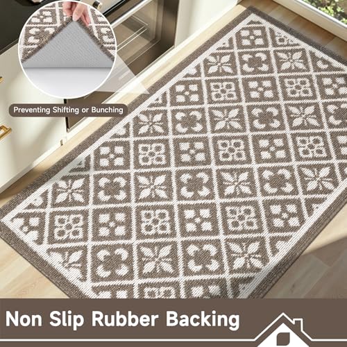 Indoor Door Mat 3x5ft Absorbent Dog Mats for Muddy Paws,Machine Washable Small Living Room Area Rug with Non-Slip Rubber Backing Low-Profile Inside Carpet for Hallway,Entryway,Kitchen(Brown)