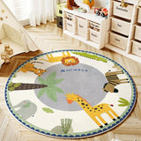 Poowe Cute Animals Kids Room Rug,31.5" Round Washable Area Rugs Nursery Carpet for Baby Boys Girls Play Mat Non Slip Soft Rugs for Living Room Bedroom Playroom Classroom