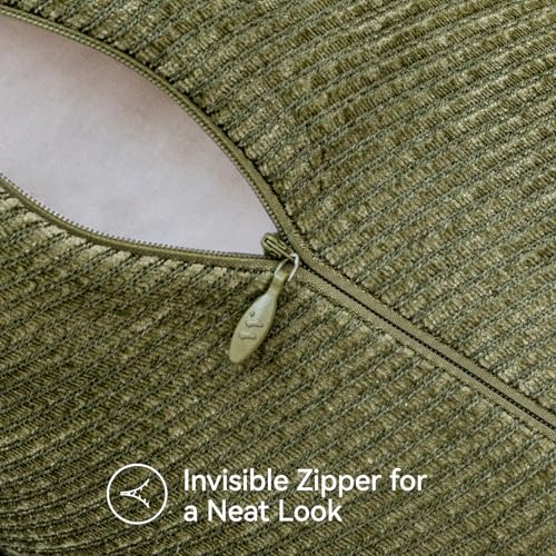 a moment Pack of 2 Decorative Chenille Throw Pillow Covers with Twill Cushion Covers for Sofa Living Room Couch Bed 12x20 Inch Moss Green