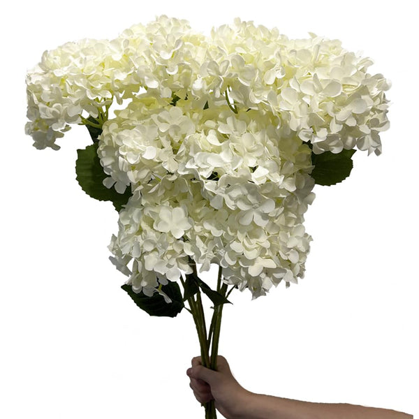 8pcs White Hydrangea Artificial Flowers 27.57" Large Realistic Single Long Stem Faux Silk Hydrangea Bouquets Flowers Arrangements Home Office Decor Wedding Centerpieces DIY