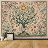 Lunerfex Chakra Tree Wall Tapestry - Celestial Sun & Floral Wall Hanging for Bedroom and Living Room - Boho Spiritual Decor Tapestries 48"x36"