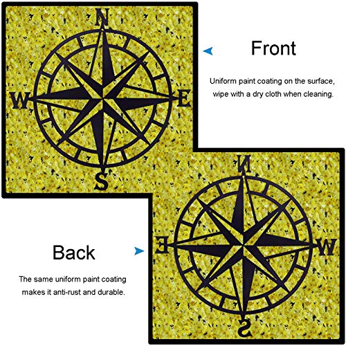 11 Inches Metal Decorative Nautical Compass Wall Decor, Living Room Bedroom Office Porch Garden Patio Signs Wall Hanging Art Beach Theme Home Decoration (Black)