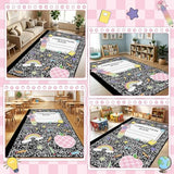 5x7.6 ft Composition Notebook Classroom Rug Black and White Educational Area Mat Composition Book Play Carpet Back to School Learning Mat for Preschool Nursery Kindergarten(Black White Notebook)
