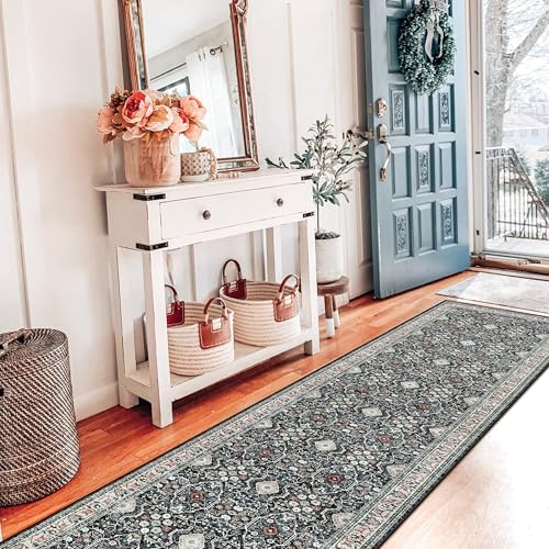 Non Slip Runners for Hallways,Washable Hallway Runner Rug,Long Ultra Soft Kitchen Runner Rug,Non Shedding Accent Farmhouse Runner Rugs (Black, 2 X 7)