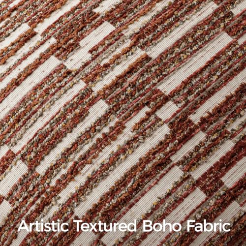 Boho Striped Decorative Throw Pillow Covers 26"X26" Set of 2，Burgundy
