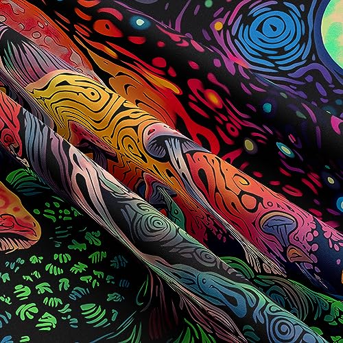 Tapzen Moon Stars Colorful Plant Tapestry for Bedroom Aesthetic Fantasy Forest Boho Wall Hanging (40 x 30 inches)