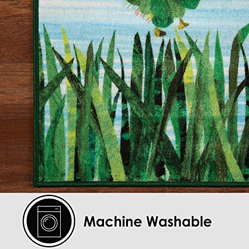 Home Dynamix Eric Carle The Very Hungry Caterpillar Elementary Sun Scene Kids Machine Washable Area Rug, Blue/Green, 35"x51"