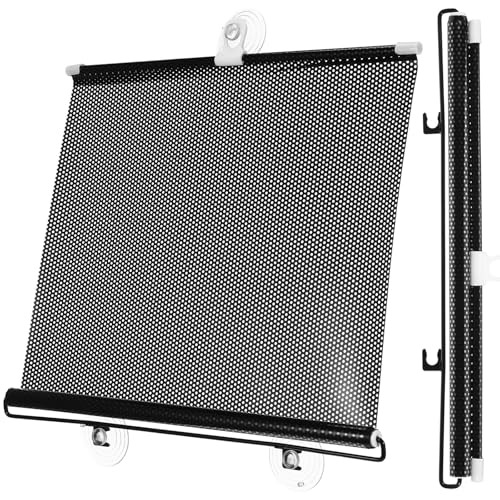 TOYANDONA Blackout Blind Curtains with Suction Cups - No Drill, Cordless, Portable Uv - Protecting PVC Shades for Home & Office (49.12X15.72X0.39in)