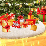 Konsait Plush Christmas Tree Skirt - Round Snow White Xmas Tree Mat Base Cover for Holiday Home Decorations,31Inch/78CM