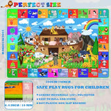ABC Kids Rug for Playroom 78.7×59 in Noah's Ark Animals Rug Play Mat Alphabet Playmat Shape Color Classroom Carpet Kids Playroom Early Learning Carpet for Preschool Tummy Time