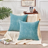 GAWAMAY Decorative Square Throw Pillow Covers 22"x22" Inch Set of 2, Super Soft Chenille Pillows Farmhouse Fall Pillowcase for Living Room Bedroom Sofa Couch Cushion Cover Smoke Blue 55x55cm