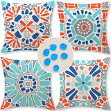 Outdoor Pillow Covers 18x18 Set of 4 Morden Geometric Patterns Waterproof Throw Outdoor Pillows Boho Decorations for Funiture Patio Garden Home