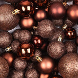 Christmas Balls Tree Ornaments Set, Shatterproof Xmas Decorations Set with Reusable Hand-held Gift Package for Holiday Indoor Tree Decor (100, Brown)