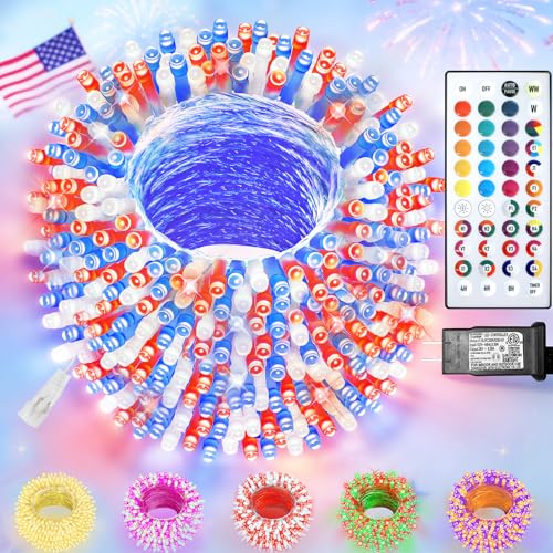 Color Changing Christmas Lights, 200 LED 35 Colors String Lights Indoor Outdoor with Remote, Waterproof Connectable Twinkle Lights Plug in for Xmas Tree 4th of July Party Wedding Room Decor