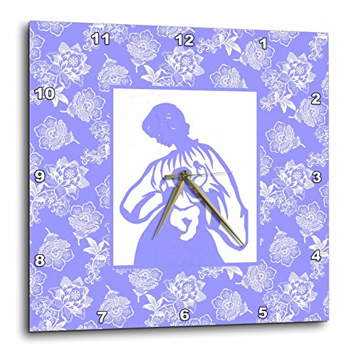 3dRose DPP_220324_3 Woman Carrying Baby in White Panel Over Flowery Background-Wall Clock, 15 by 15"