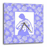 3dRose DPP_220324_3 Woman Carrying Baby in White Panel Over Flowery Background-Wall Clock, 15 by 15"