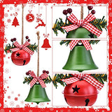 WILLBOND 6 Pieces Christmas Bell Ornaments 2026 Xmas Tree Hanging Decorations Large Size Bells with Star Cutouts Anniversary Bells with Holly Berry for Crafts Holiday Party Favors(Red, White)