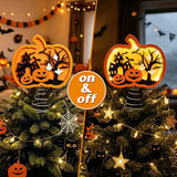 Halloween Pumpkin Tree Topper 9" 3D Pumpkin Ghost Light Shadow Box