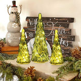 Christmas Decorations Indoor, YEAHOME Set of 3 Pre-lit Green Glass Christmas Tree for Home Decor, Christmas Table Decorations Lighted Xmas Tree with Timer for Living Room Mantel Tabletop Party