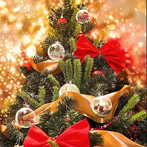 10-Pack Clear Plastic Ornaments, 80mm Clear Plastic Refillable Decorative Ball, 3.15 inch Christmas Fillable Balls for DIY Crafts, Christmas Tree Decoration, Wedding Party, Christmas House Decoration