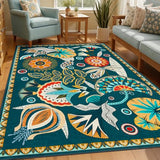 Joydeco Egypt Floral 4x6 Washable Rug for Entryway Living Room Bedroom