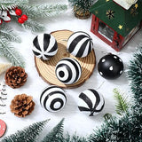 Riceshoot 24 Pcs Christmas Black and White Ball Ornaments Xmas Plastic Stripe Dot Hanging Ball for Christmas Tree Party Decoration Supplies(2.36 Inch)
