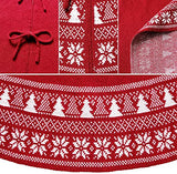 Dremisland Christmas Tree Skirt Luxury Cable Knitted Thick Rustic Xmas Tree Decoration Red Tree Skirt with Snowflake Xmas Tree Farmhouse Christmas Decor Holiday Home Party Decor (36inch/90cm, Red)