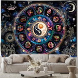 Lahasbja Blacklight Constellation Tapestry UV Reactive Sun and Moon Tapestries Spiritual Zodiac Astrology Wall Tapestries Galaxy Wall Decor Mystic Yin Yang Wall Hanging for Bedroom