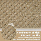 PURE ERA Bullnose Carpet Stair Treads Set Tape Free Non-Slip Indoor Stair Protectors Pet Friendly Rugs 9.5" x 30"(14 Pieces,Khaki Mini-Diamond Trellis)
