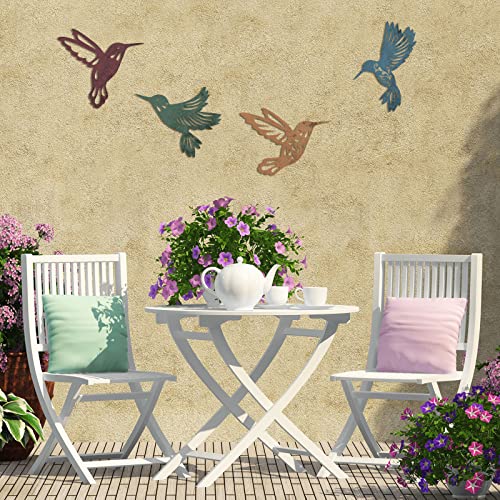 Teling 4 Pcs Metal Hummingbird Wall Art Metal Dragonfly Wall Decor for Modern Farmhouse Rustic Home Living Room Bedroom Kitchen Patio Indoor Outdoor Decor(Hummingbird)