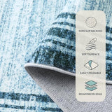 Lahome Amabel Abstract Runner Rug,2.5x12 Hallway Runner Non Slip Kitchen Runner Rug Non Skid Washable,Low-Pile Soft Blue Runners for Hallways 12 ft Minimalist Solid Indoor Carpet Runner for Entryway