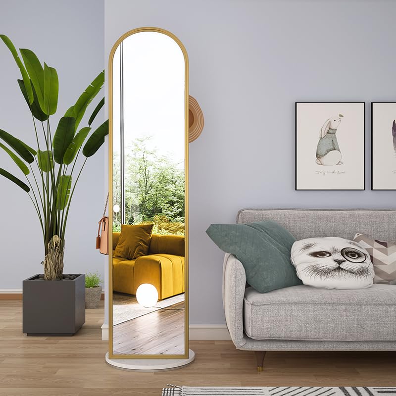 Decorative Home Bedroom Floor-Standing Dressing Mirror Full-Length Hanging Clothes Hanger Integrated 360° Rotating Light Luxury Fitting for Living Room