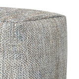 SIMPLIHOME Nate Square Pouf - 18 inch Wide Upholstered Handwoven Cotton Ottoman in Grey Melange, Boho Footstool or Extra Seating for Living Room or Bedroom with Polystyrene EPS Beads, Assembled