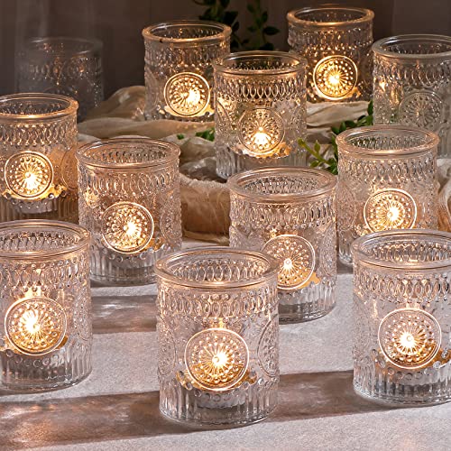 DEVI 24 Pcs Clear Glass Votive Candle Holders, Tealight Holders