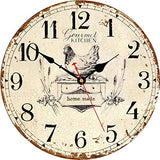 Rustic Wall Clock French Country Vintage 14 Inch Battery Operated Silent Non-Ticking Wooden Wall Clocks Retro Arabic Numerals Animal Hen Style (Gourmet Kitchen)