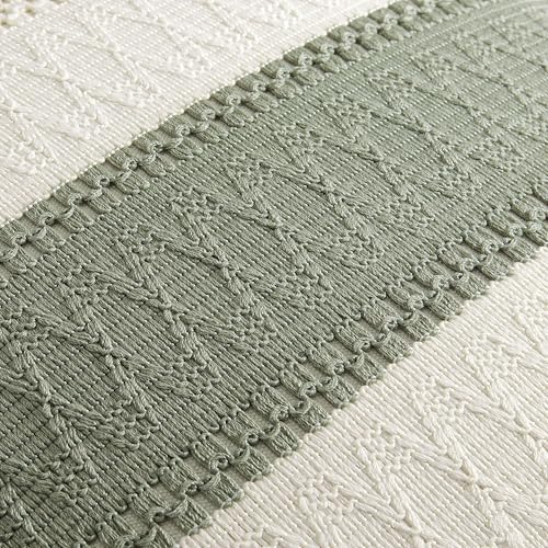 ZeeMart 2 Packs Cotton Boho Throw Pillow Covers 18x18 Inch Contrast Green, Soft Farmhouse Decorative Couch Pillow Cases Sage Green Cushion Covers for Sofa Bed Living Room Home Decor