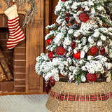 KI Store Christmas Tree Collar 28-Inch Red and Black Plaid Christmas Tree Decorations Alternative Tree Skirt Christmas Tree Ring
