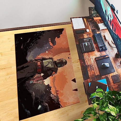 DreamController Starwarrs Bobba Fett Custom Rugs for Gamer Room (62x40inch)| Playroom Carpets Inspired by Games & Anime Decor for Gamers | Gamer Room Decor for Kids Teen Anti-Slip Gaming Mats