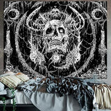 Lifeella Skull Tapestry, Gothic Horror Moon Skeleton Mystic Dark Tapestries for Bedroom Grunge Wall Hanging Black and White 36 x 48 inch