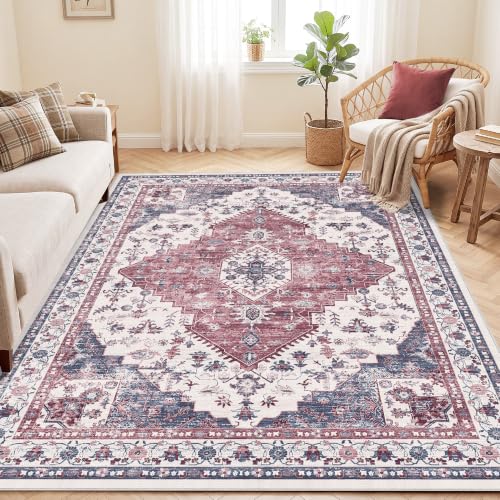 LIVELYGLOW 5x7 Washable Area Rug for Living Room, Large Carpet