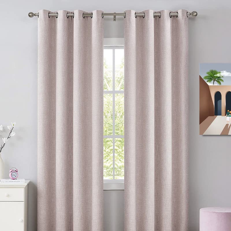 Brushed Nickel Curtain Rods for Window 36 to 72 Inch, Adjustable 1-Inch Thicken Single Drapery Rods, Telescoping, Decorative Round Finial