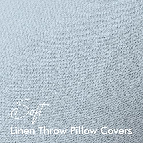 EMEMA Decorative Linen Throw Pillow Covers 20x20 Inch Light Blue
